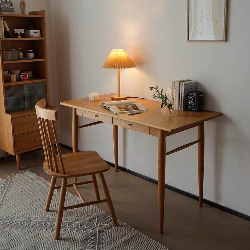 严选全实木书桌写字桌卧室白蜡木带抽屉电脑桌书房手工桌办公桌子