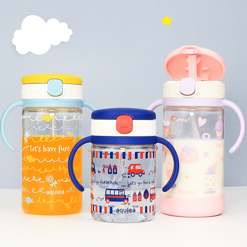 Richelfl利其尔吸管杯儿童水杯奶瓶带刻度牛奶杯大宝宝喝奶杯把手