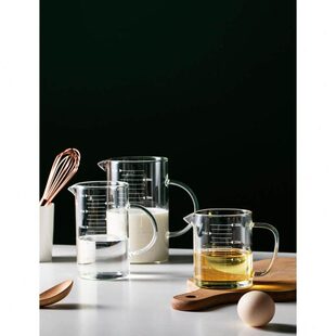 量杯带刻度加热专用耐高温可透明杯手柄打鲜牛奶微波炉有蛋玻璃杯