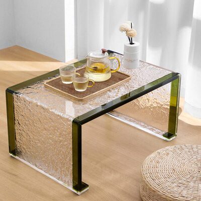 台地炕桌坐透明现代简约榻榻米茶桌小桌子飘窗石头纹小茶几亚克力