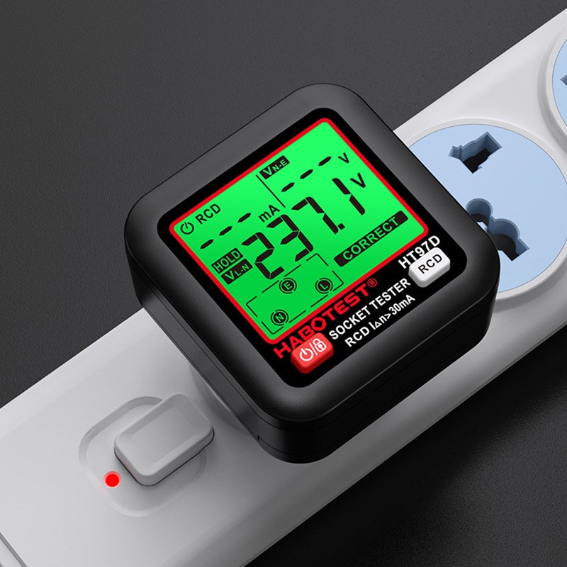 华博97数显插座测n试仪电源相位极性验电器漏电开关保护检测仪