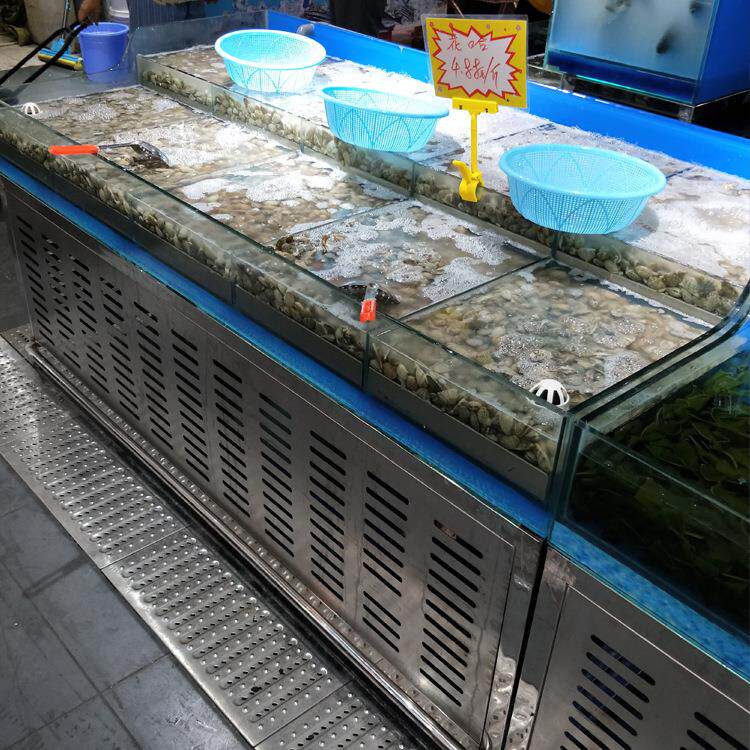 超市用不锈钢贝类台鱼缸海鲜缸超市冰鲜台