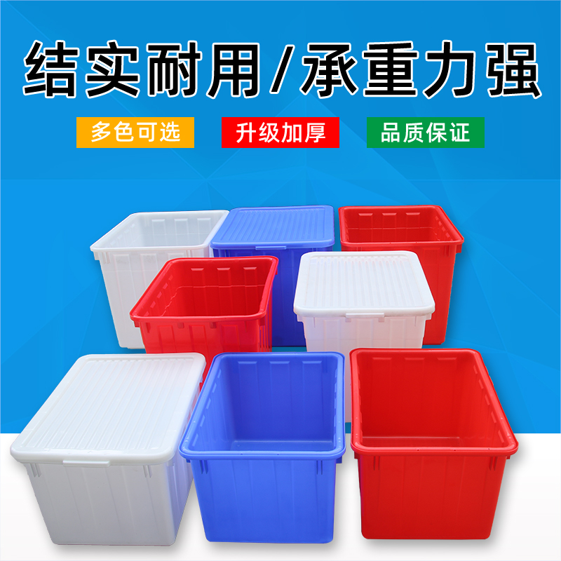 塑料耐摔水箱收纳l箱养鱼箱长方形超大容量洗车桶带盖蓝色白色红