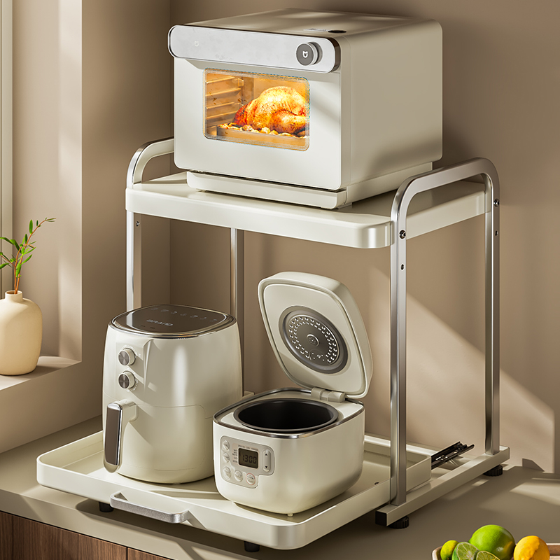 电饭煲置物架厨房台面微波炉架电器烤箱空气炸锅多功能抽拉收纳架