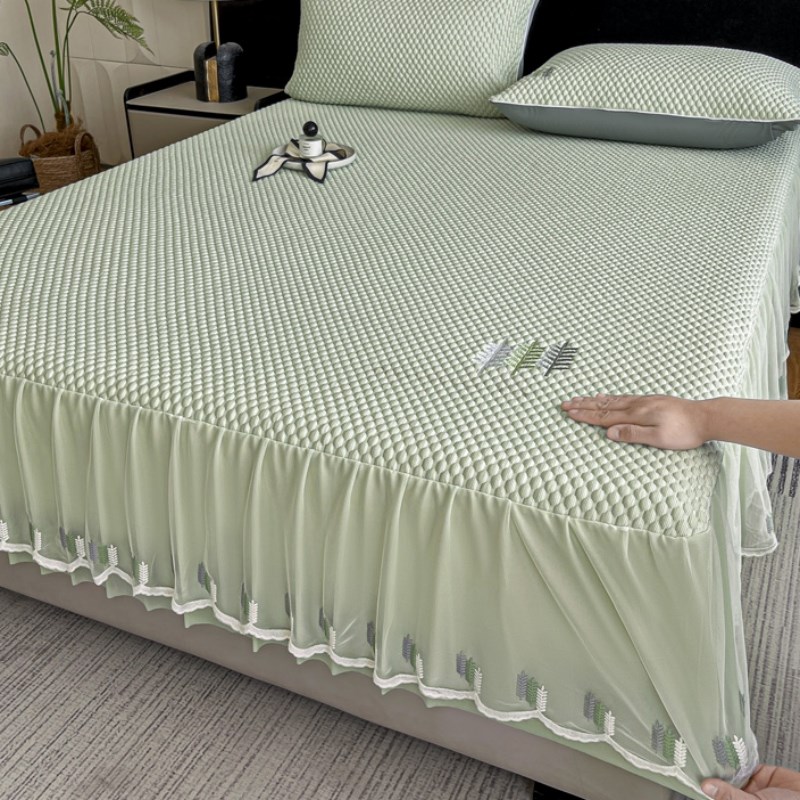 A类高档冰豆豆凉席冰丝席三件套夏季可机水洗空调软席子夏天凉垫