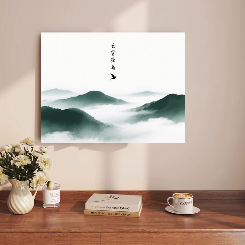 中式电表箱装饰画布帘客厅可视门铃遮挡帘免打孔电闸盒遮丑挂帘