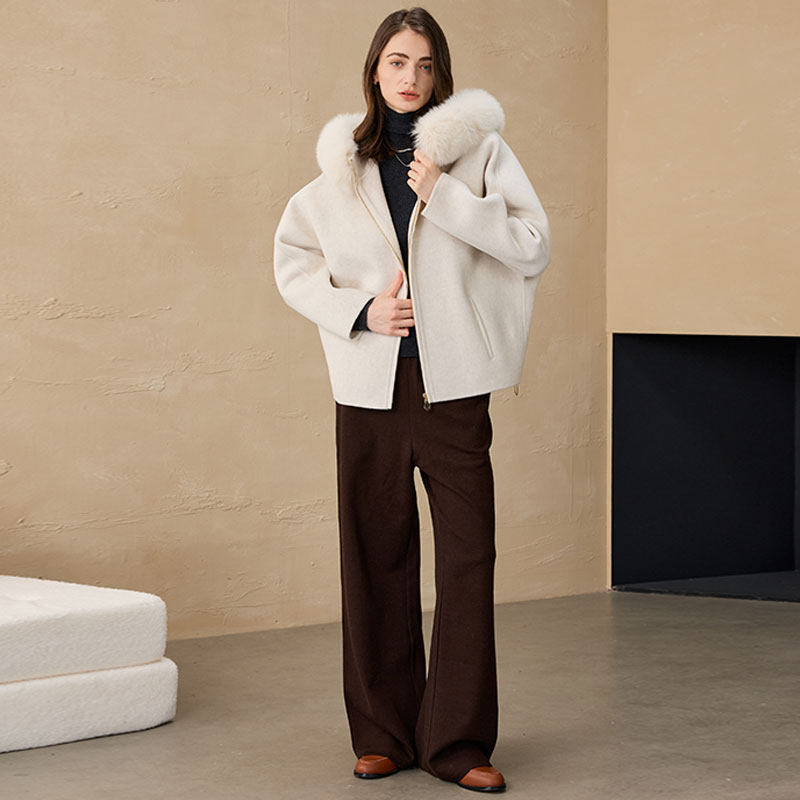 桐乡合盈 狐梦2025秋冬新款双面毛呢大衣短款真毛领外套高级感女,女装/女士精品,毛呢外套,淘宝优惠券,粉丝福利购,淘宝优惠卷