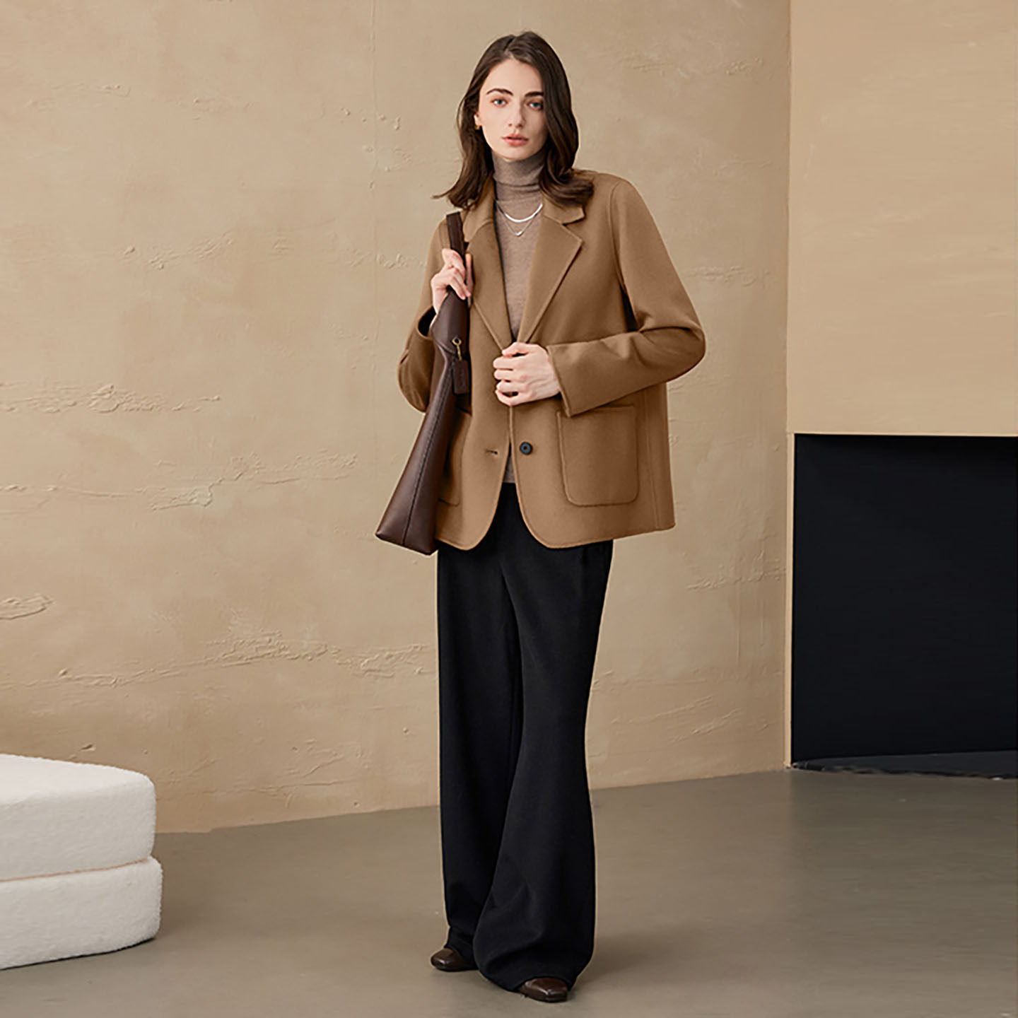 桐乡合盈  绒光 2025秋冬新款100%纯羊绒双面呢大衣女西装短款,女装/女士精品,羊绒大衣,淘宝优惠券,粉丝福利购,淘宝优惠卷