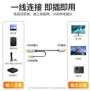 HDMI2.1转DP1.4连接线转接头4K高刷适用显卡电脑笔记本转换显示器
