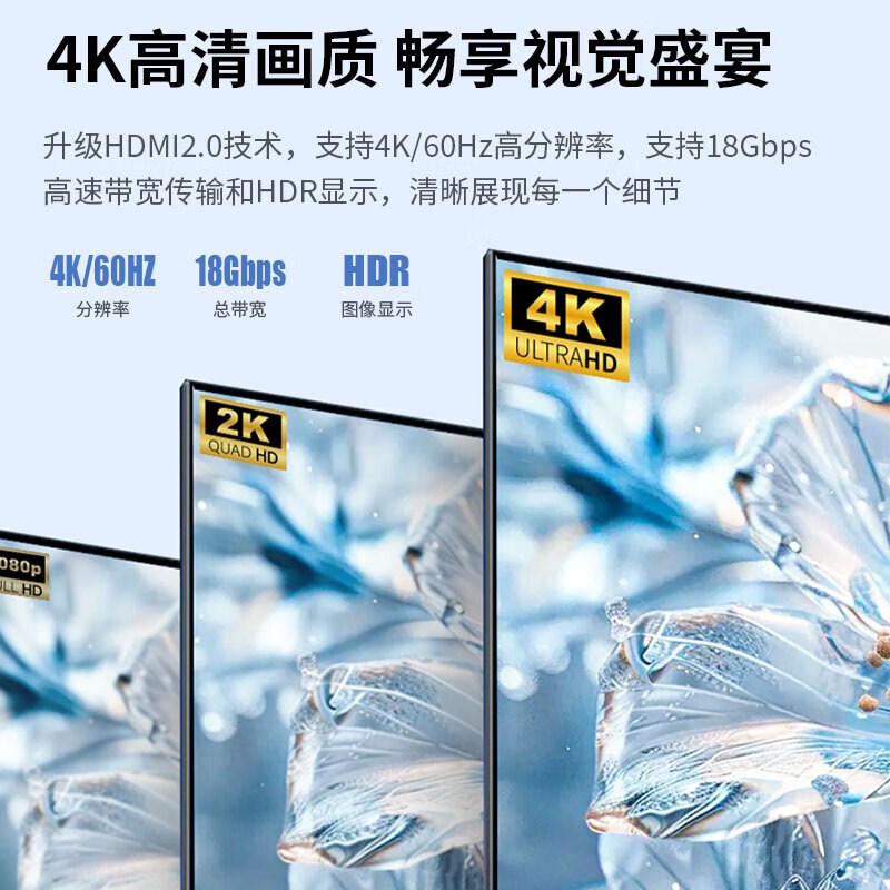 HDMI线2.0高清连接线4K电视机顶盒数据延长电脑显示器3笔记本10米