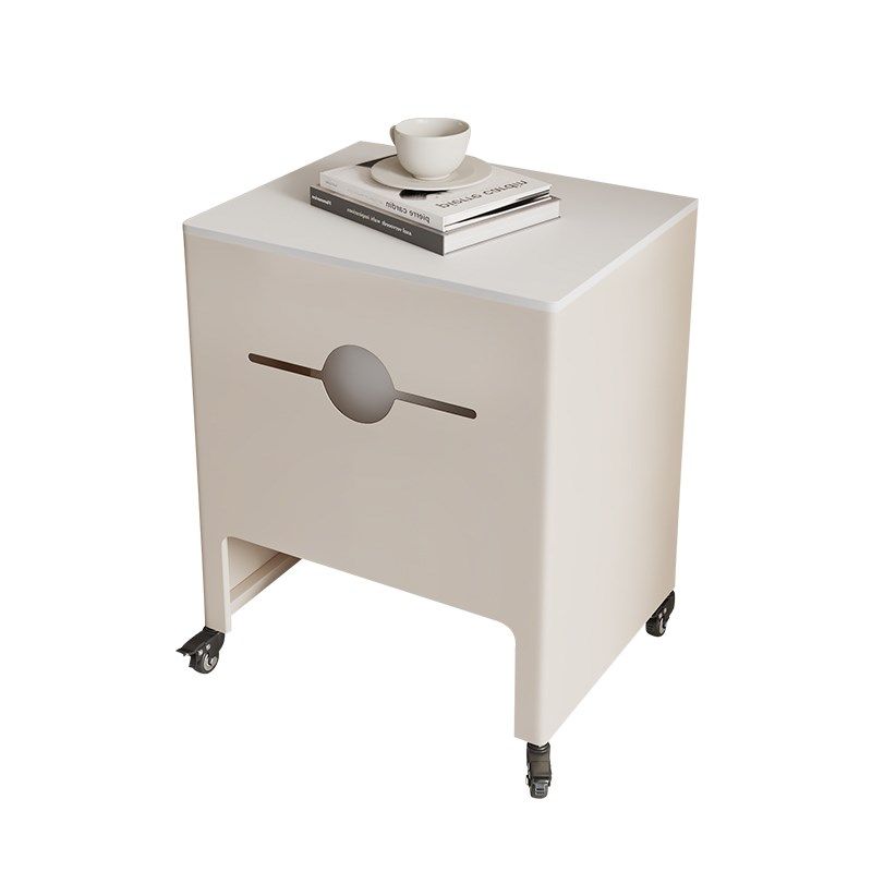 扫地机器人基站上方置物架收纳柜鱼缸架带轮扫地机岩板边几奶油风