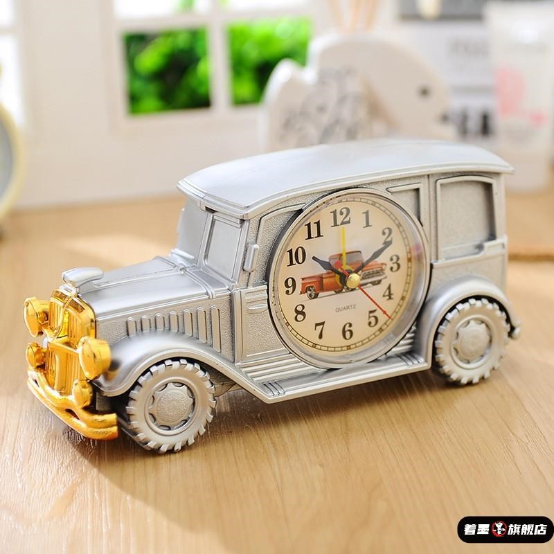 儿童玩具车小闹钟复古经典汽车模型闹钟创意桌面钟表摆件卧室座钟