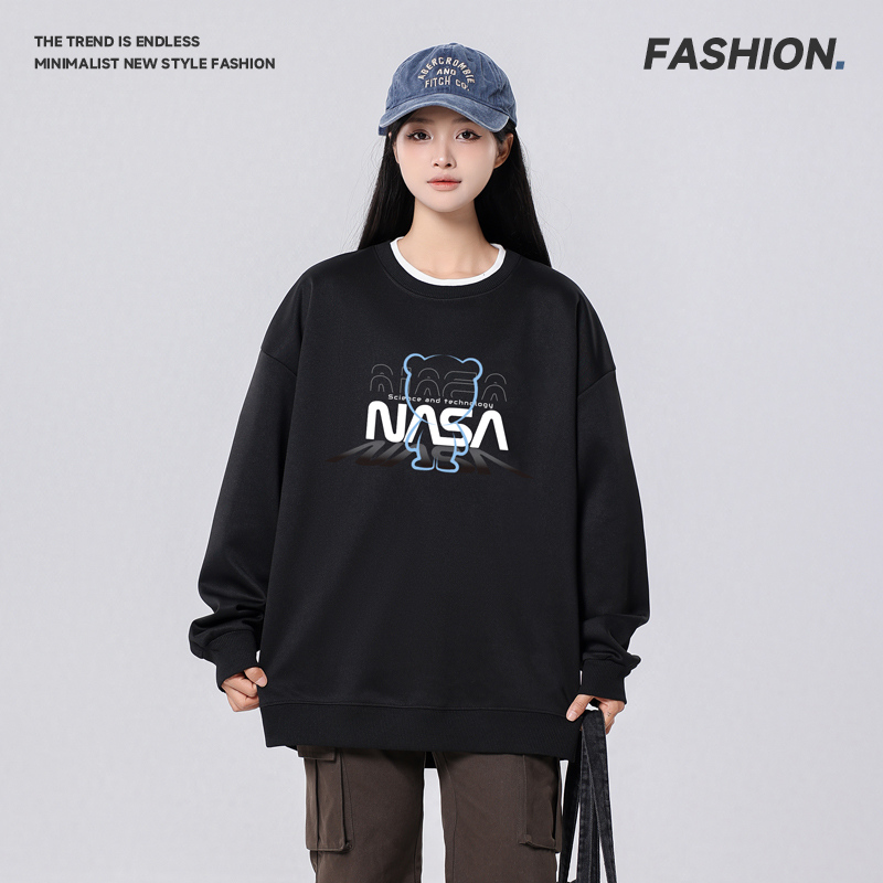 美式复古卫衣春秋季印花连帽衫宽松街头风外套潮牌情侣同款上衣5