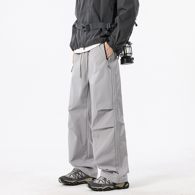 美式工装休闲裤男生秋季潮牌拼接cleanfit宽松直筒百搭阔腿长裤子