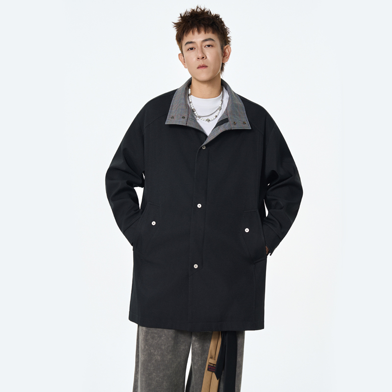 2025春秋季新款男女休闲宽松型百搭潮流外套中长款风衣式外套