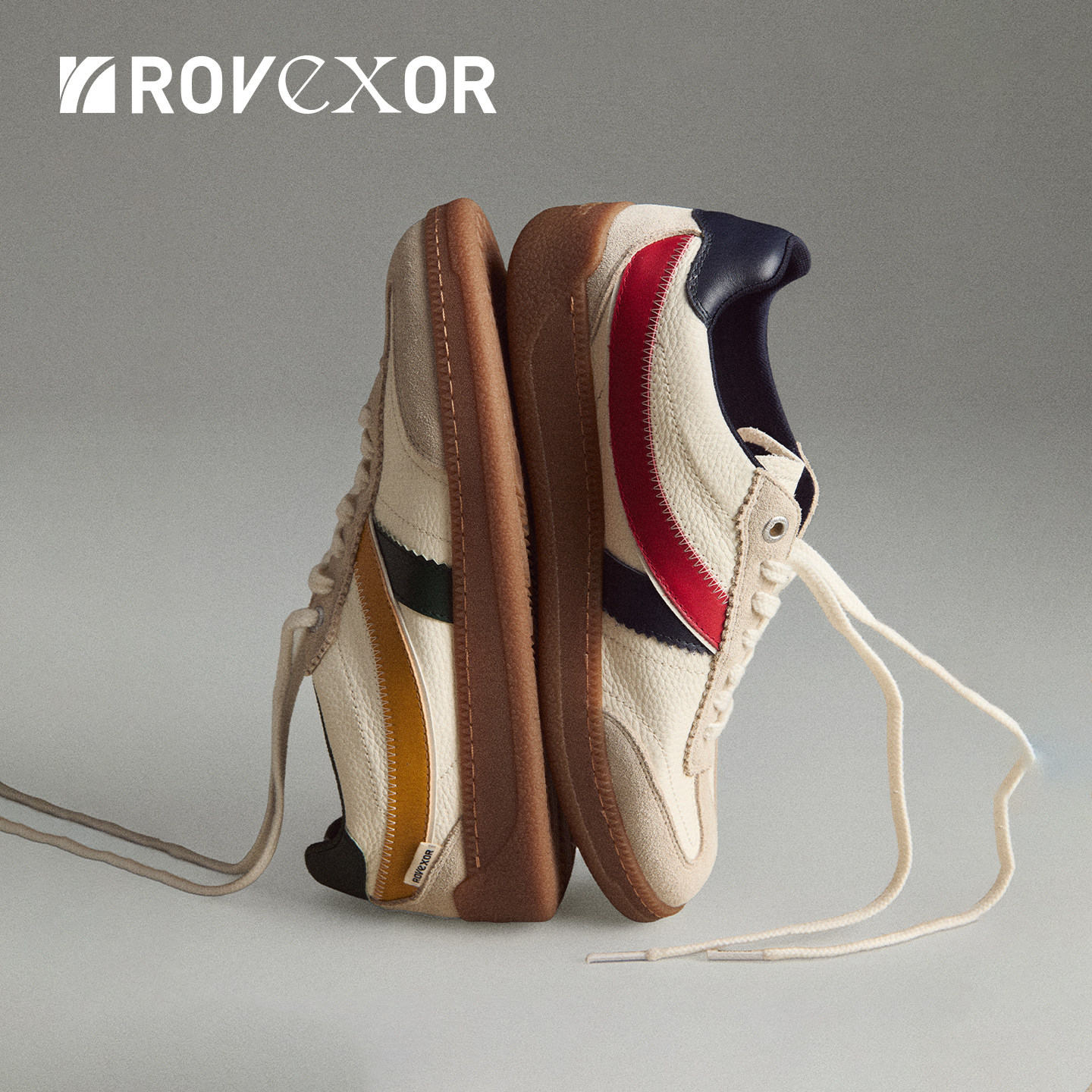 ROVEXOR 2#跑道｜26春夏新品摔纹牛皮多材质拼接男女款厚底德训鞋