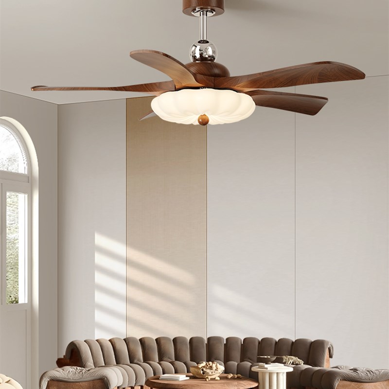 法式覆古风扇吊灯餐厅客厅卧室云朵泡泡美式中古大扇叶吊扇灯新款