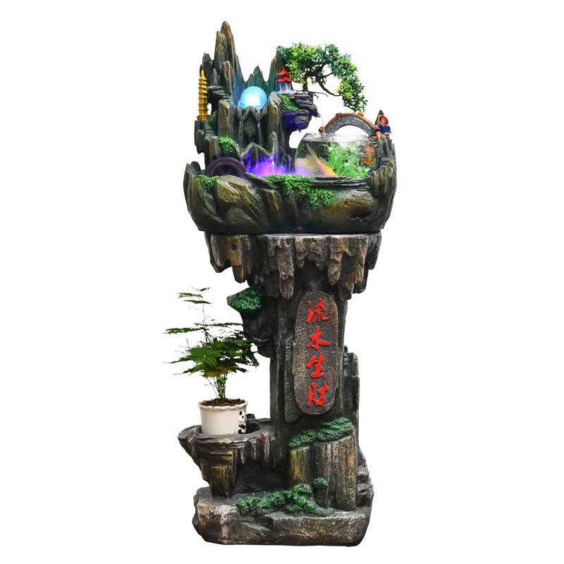 假山喷泉流水摆件小盆景办公室电视柜客厅加湿器盆景茶台桌面鱼缸