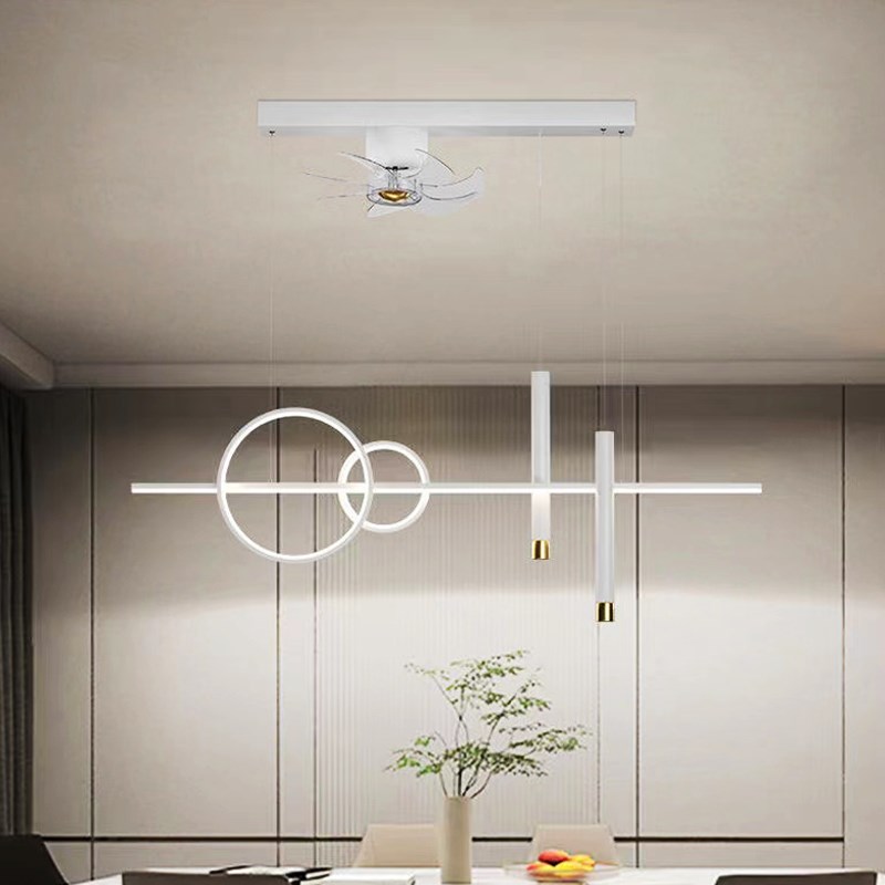 餐厅吊灯带风扇灯摇头简约吊扇餐桌饭厅吧台电风扇一体2023年新款