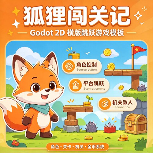 #009 Godot4.7 2D横版跳跃游戏《狐狸闯关记》Godot教程 游戏开发