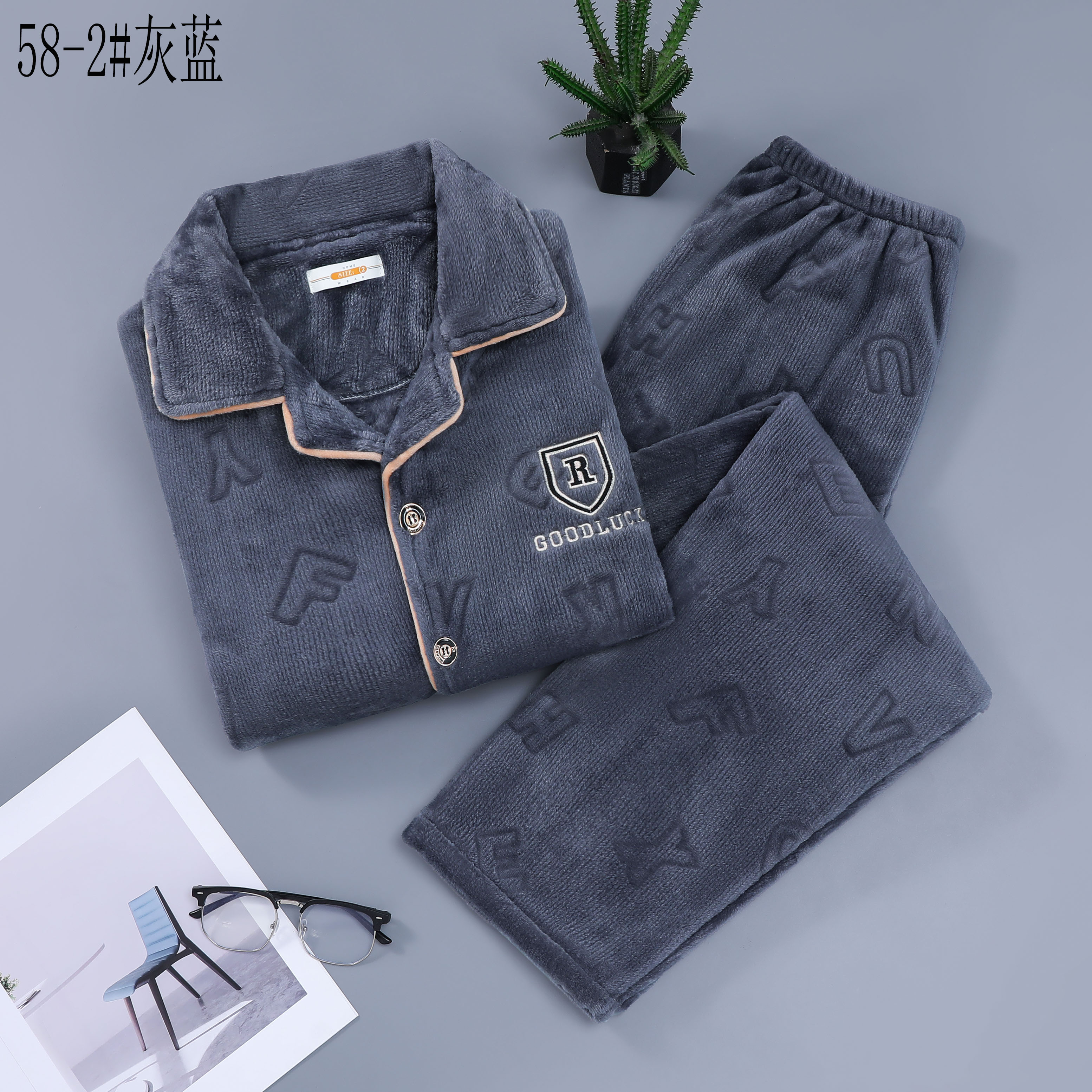 男士睡衣秋冬季加厚法兰绒宽松加肥大码珊瑚绒冬天肥佬家居服套装