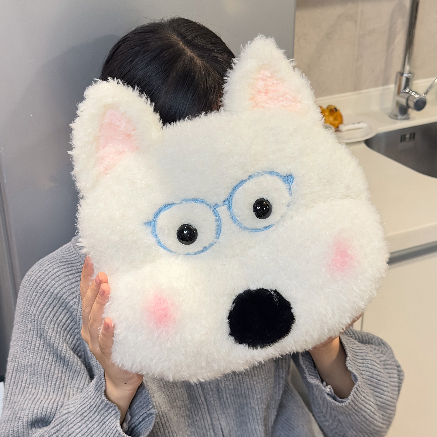 可爱卡通毛绒动物造型热水袋白色大容量保暖袋电动防爆暖脚暖被窝