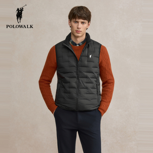 POLOWALK羽绒马甲男2025冬季新款保罗男装休闲保暖简约风背心外套