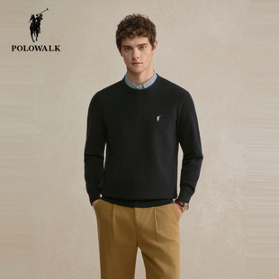 POLOWALK男士假两件针织衫2025秋季新款保罗通勤简约休闲百搭毛衣
