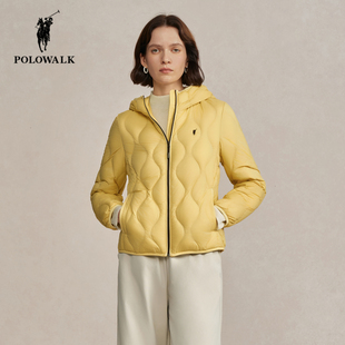 POLOWALK连帽羽绒服女2025冬季新款保罗女装简约轻薄保暖鹅绒外套