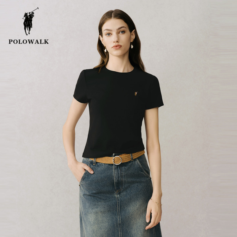 POLOWALK纯色百搭女式短袖T恤衫图片