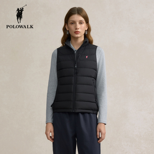 POLOWALK羽绒马甲女25冬季新款保罗女装时尚立领背心无袖保暖外套