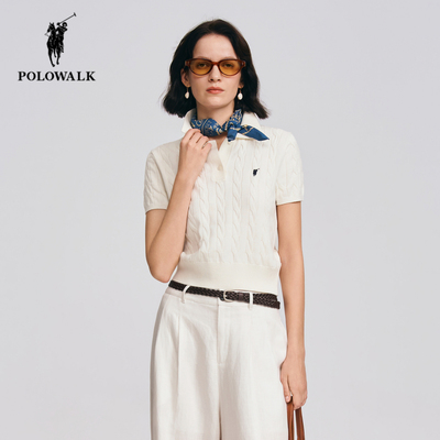 POLOWALK春季新品翻领短袖针织衫