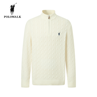 POLOWALK冬季新品立领绞花针织衫