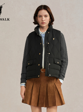 POLOWALK立领羽绒马甲女25冬季新款保罗女装简约百搭厚款菱格背心