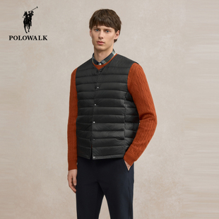 POLOWALK男士羽绒马甲2025冬季新款保罗男装简约休闲百搭保暖背心