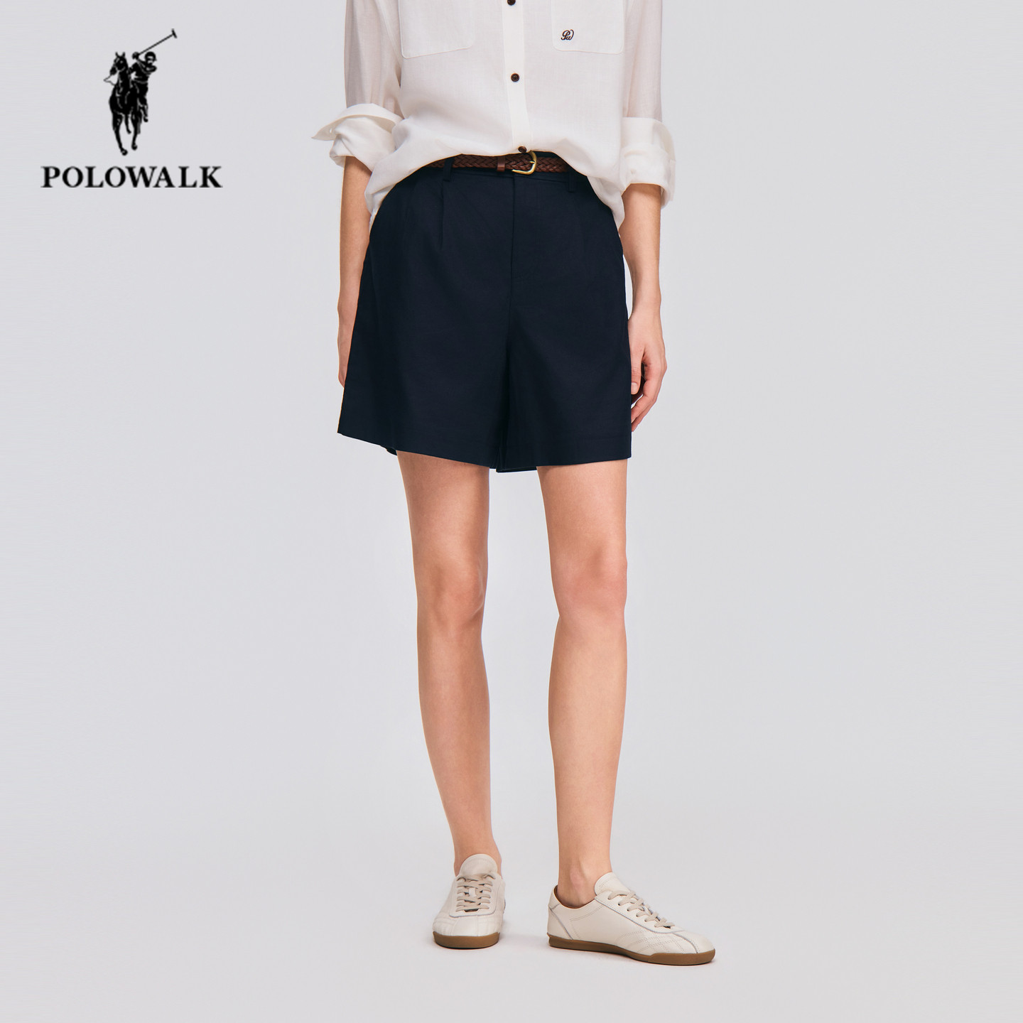 POLOWALK春夏新品直筒休闲短裤女