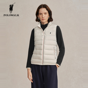 POLOWALK立领羽绒马甲女2025冬季新款保罗女装90鸭绒轻薄保暖背心