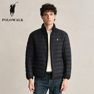 POLOWALK轻薄羽绒服男2025秋冬新款保罗男装休闲保暖立领开衫上衣