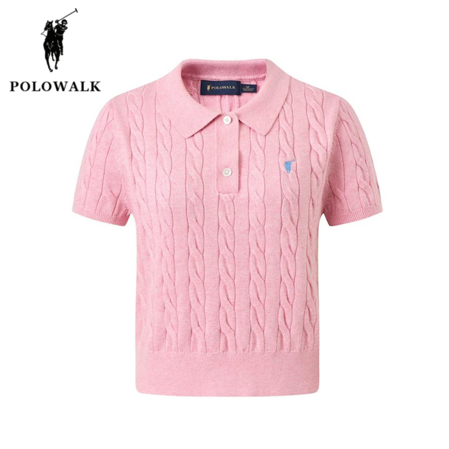 POLOWALK夏季新品绞花短袖针织衫图片
