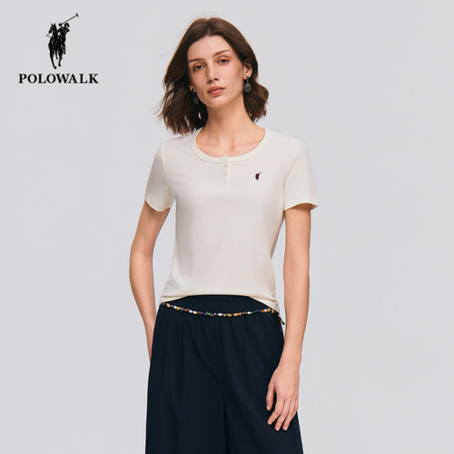 POLOWALK夏季新品圆领短袖T恤女