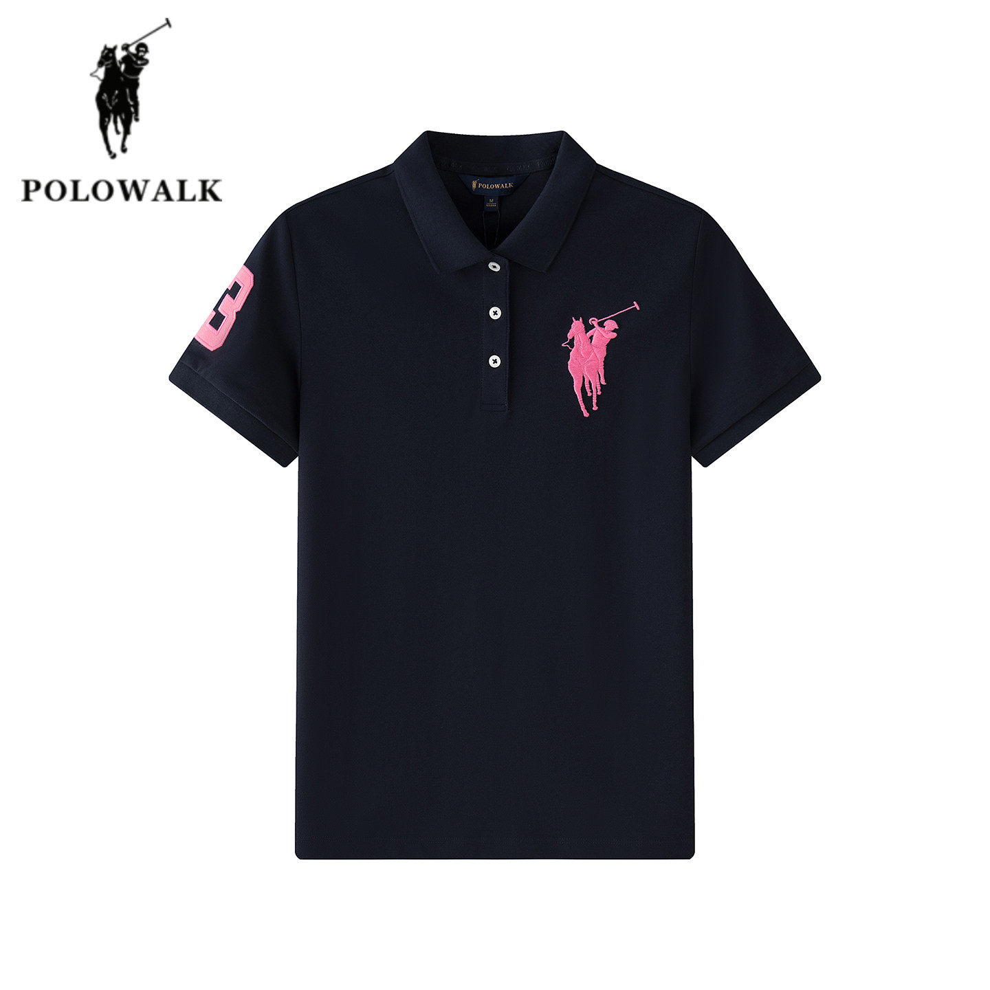 POLOWALK短袖POLO衫女夏季新款保罗女装运动休闲大马标翻领T恤女