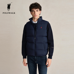 POLOWALK羽绒马甲男士冬季新款保罗男装运动休闲立领保暖开衫外套
