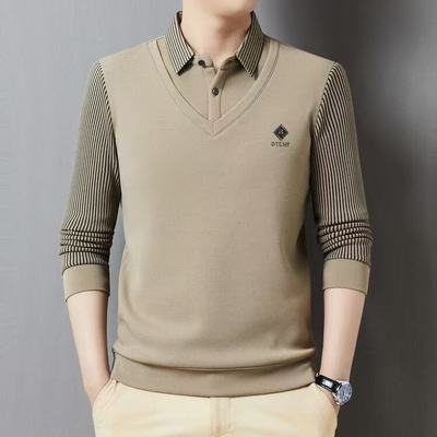 【下单立减50!】新款秋季男士加厚保暖假两件衬衫时尚翻领高端-K