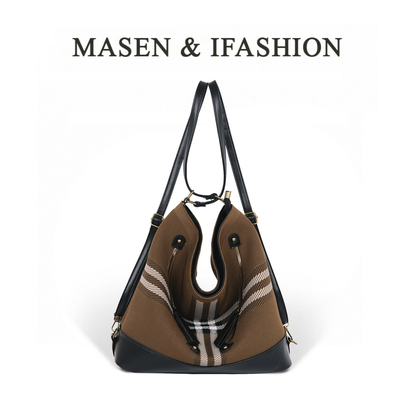 新款复古格纹托特包大容量