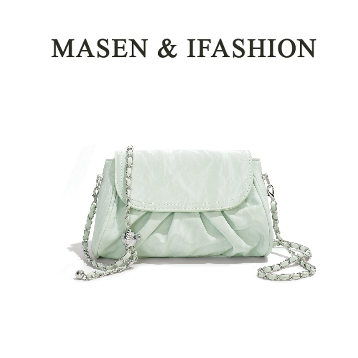 2025新款小众腋下包日常搭配绿色褶皱云朵包百搭链条斜挎包高级感,箱包皮具/热销女包/男包,腋下包,淘宝优惠券,粉丝福利购,淘宝优惠卷