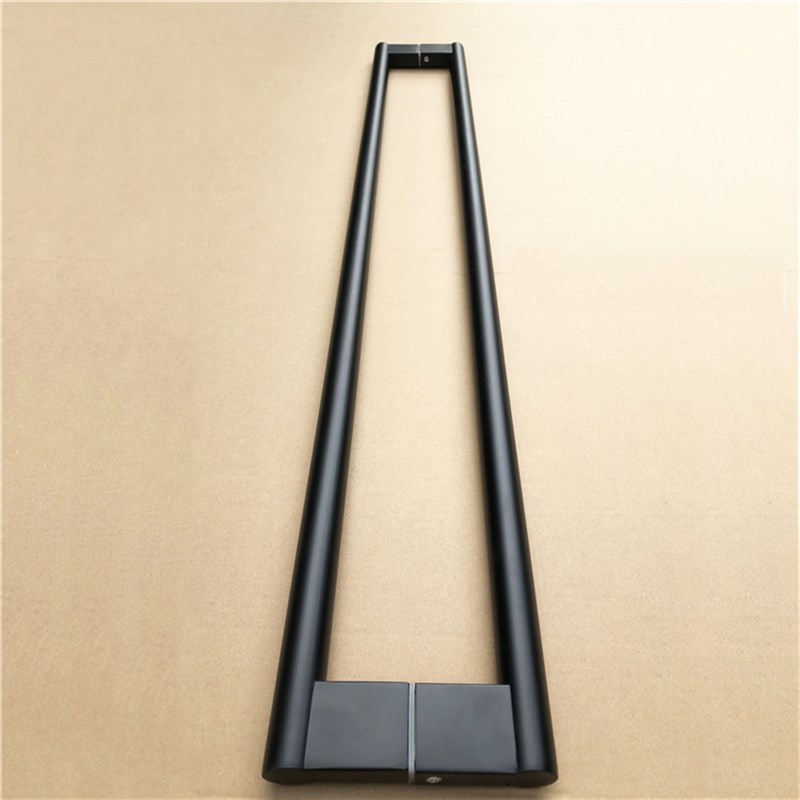 不锈钢圆管黑色玻璃门扶手酒店木门把手有框门移门简约大拉手哑黑