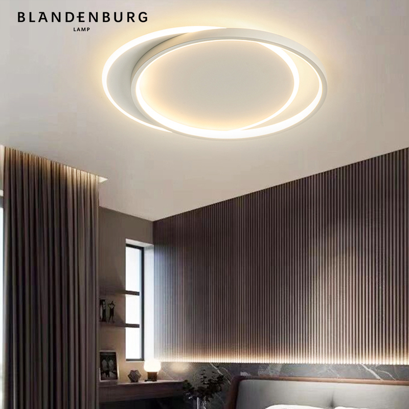 卧室吸顶灯北欧简约现代创意设x计感圆形led灯极简时尚超薄主卧灯