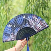 跳舞礼品折叠扇古风子扇夏季 小巧扇竹丝绸折扇女扇子士中国风丝绢