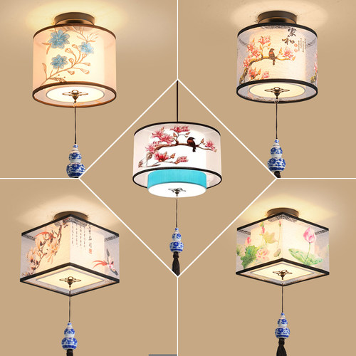 新中式过道吸顶灯中国风走廊灯现代门厅入K户玄关简约灯阳台吸顶