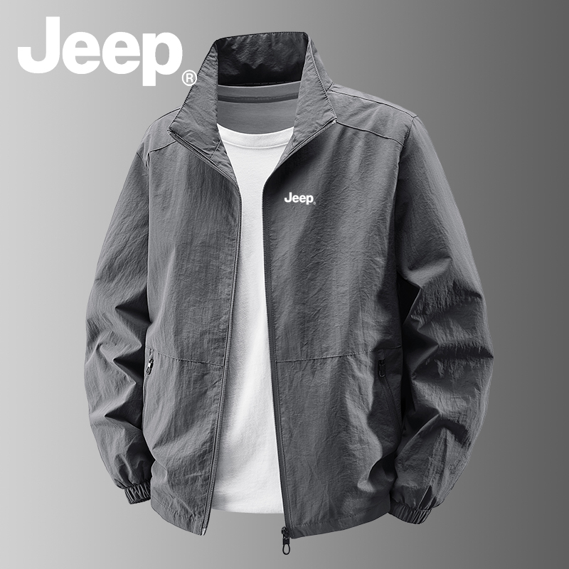 JEEP/吉普运动外套男宽松休闲2025春秋新款百搭纯色爸爸中年上衣
